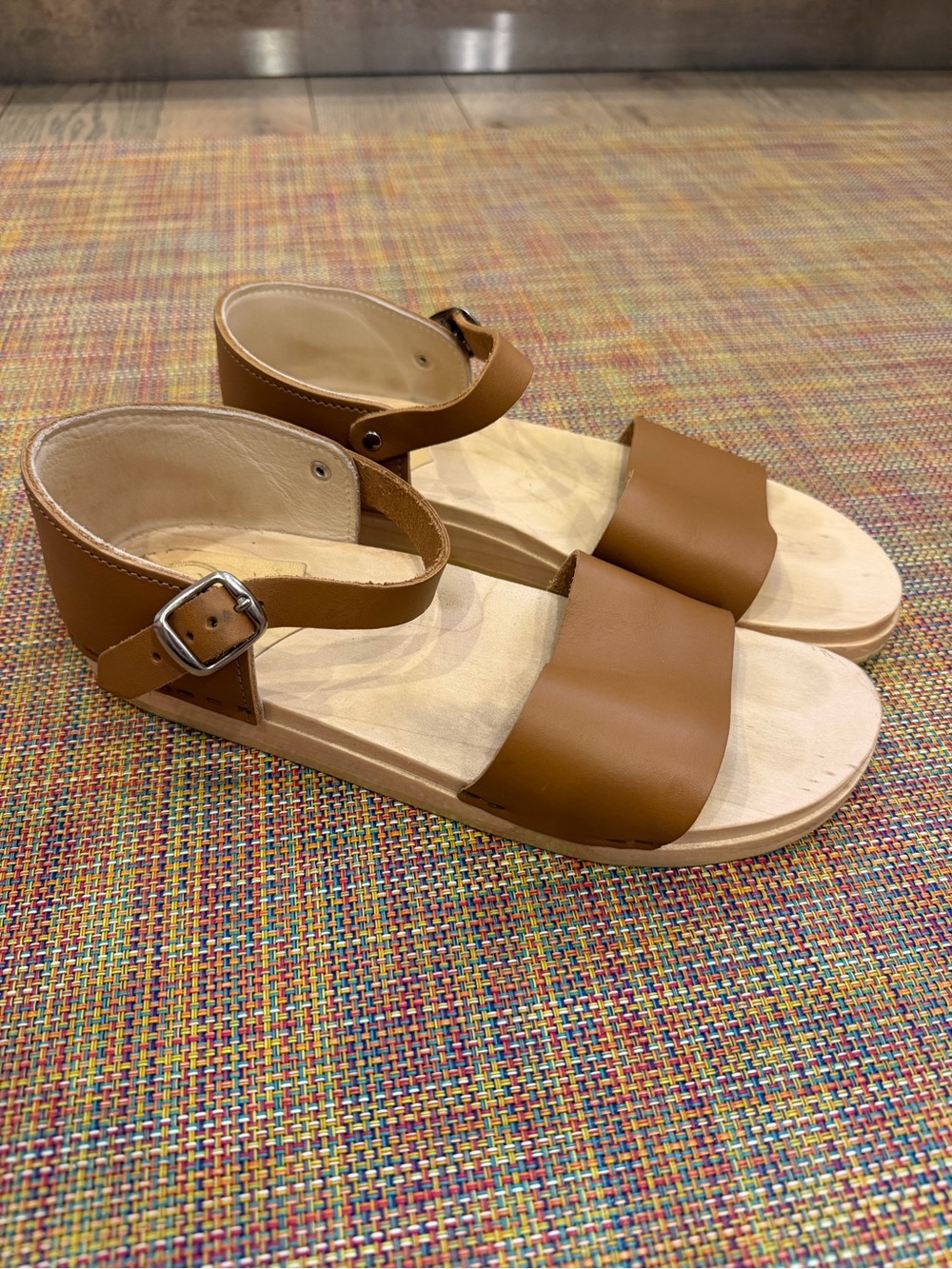 No. 6 Tan Leather Ankle-Strap Sandals